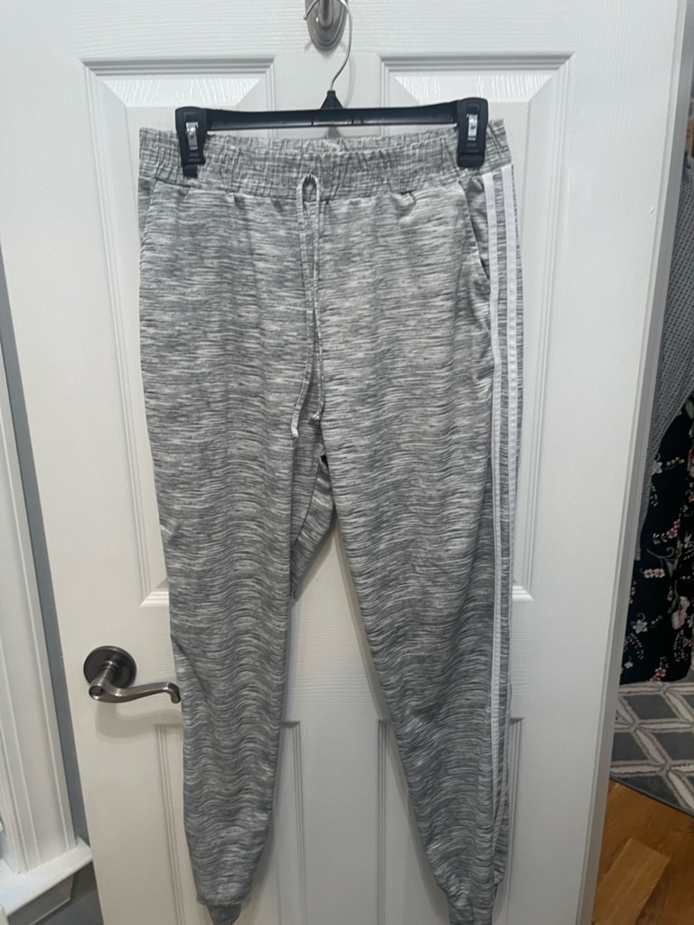 Gray Space-Dye Jogger Track Pants with White Side Stripes